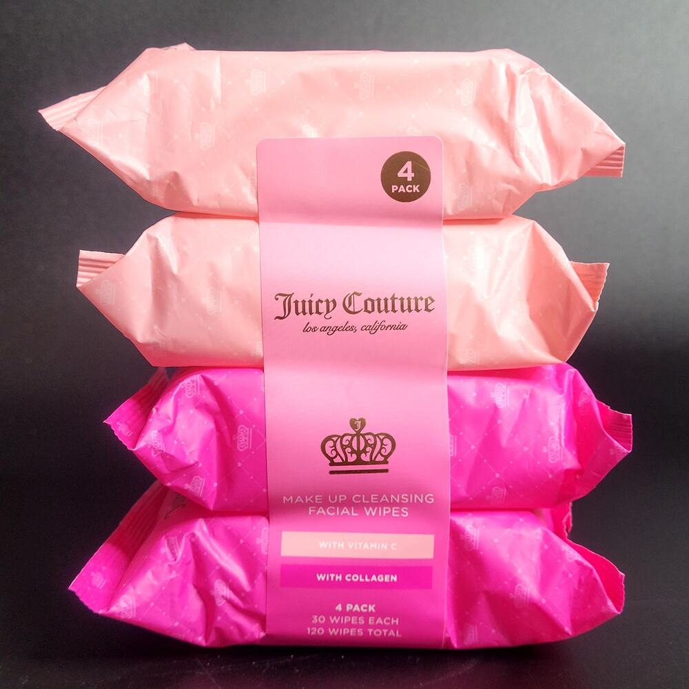 Juicy Couture Makeup Removal Wipes Pink Grapefruit Raspberry Rose 120 Sheets NIP
